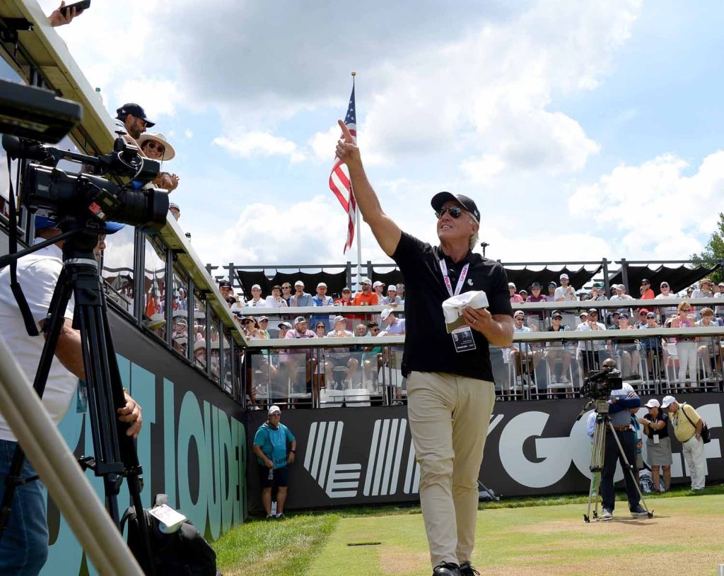 Greg Norman during a LIV Golf tournament
